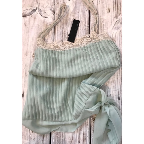 The Limited Tops - NWT The Limited Mint And Lace Pleated Camisole Top